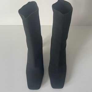 Zara Black Stretch Sock Booties with Square Toe